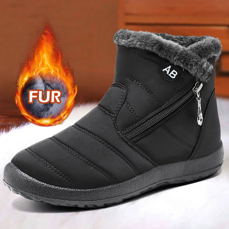 Womens boots snow insulated shoes womens waterproof platform boots zipper boots womens flat shoes 241126