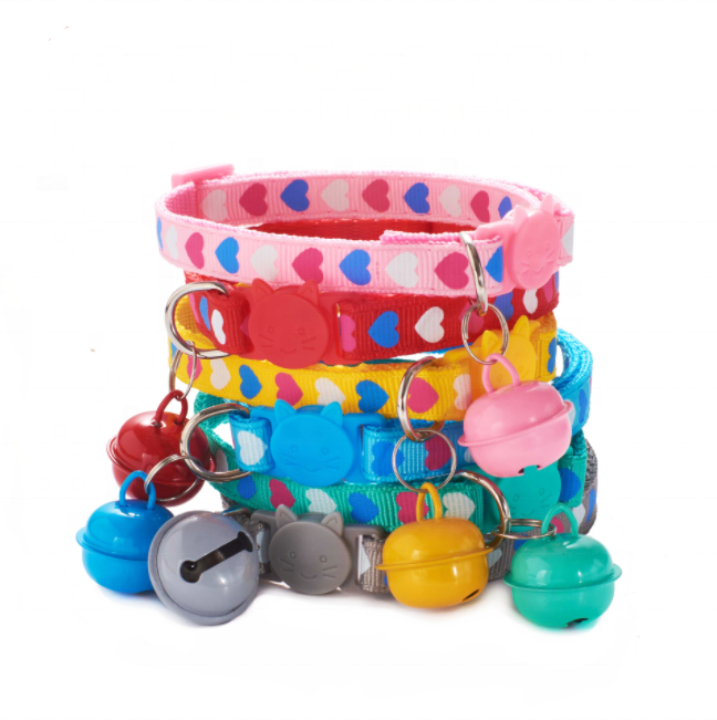 Upgraded Big Bell Hot Selling Printed Cat Paw Design multiple colour adjustable Pet Collar nylon cat dog collar