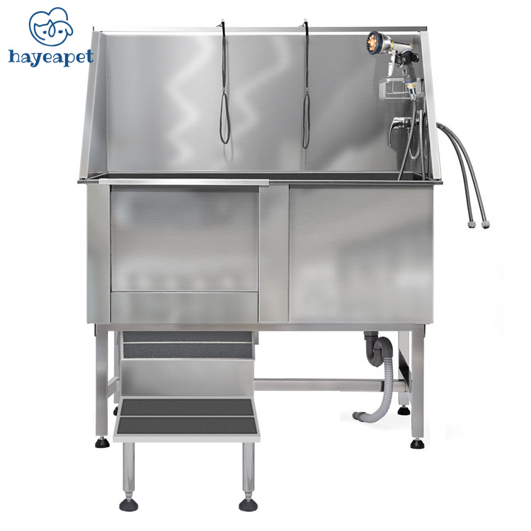 Hayeapet Professional Stainless Steel Pet Dog Grooming Bath Tub swimming pool bathtub with a movable door