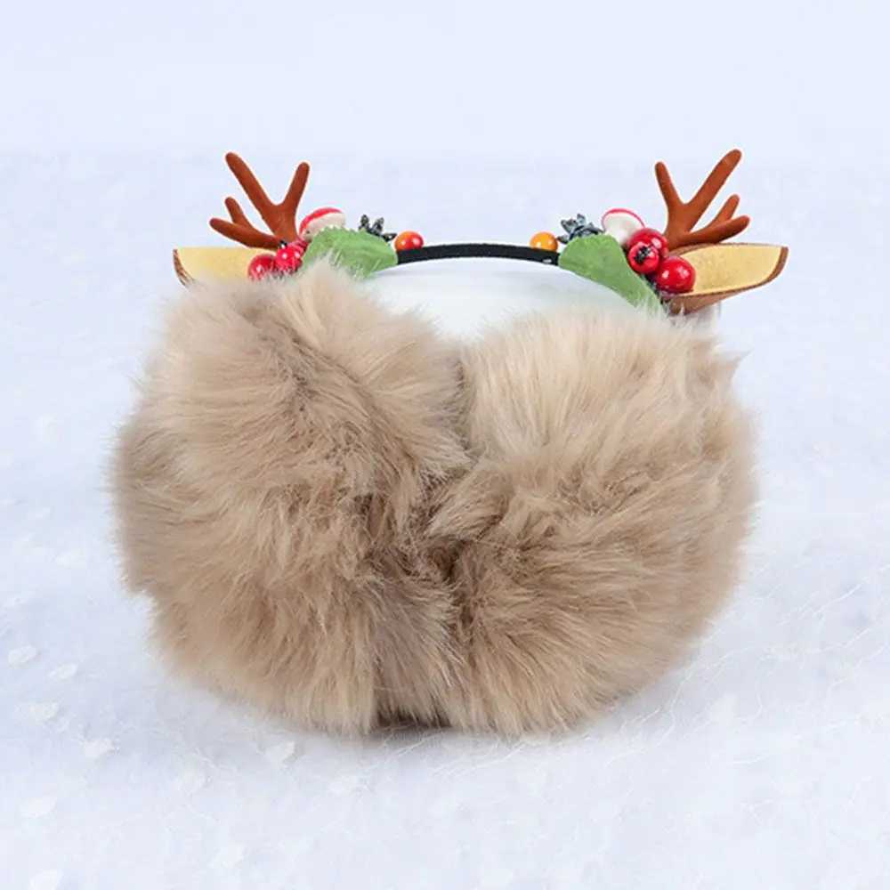Elk Earmuff Christmas Antlers Berry Earmuff Cold Protection Woman Ear Cover Plush Earmuffs Winter Warm Earfl GiftsXJ241126