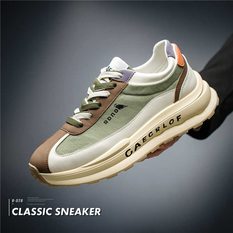 High Quality Forrest Gump Mens Shoes Spring New Leather Sports Running Trendy Mens Shoes Thick soled Tall Letter Lace Casual Shoes T241126