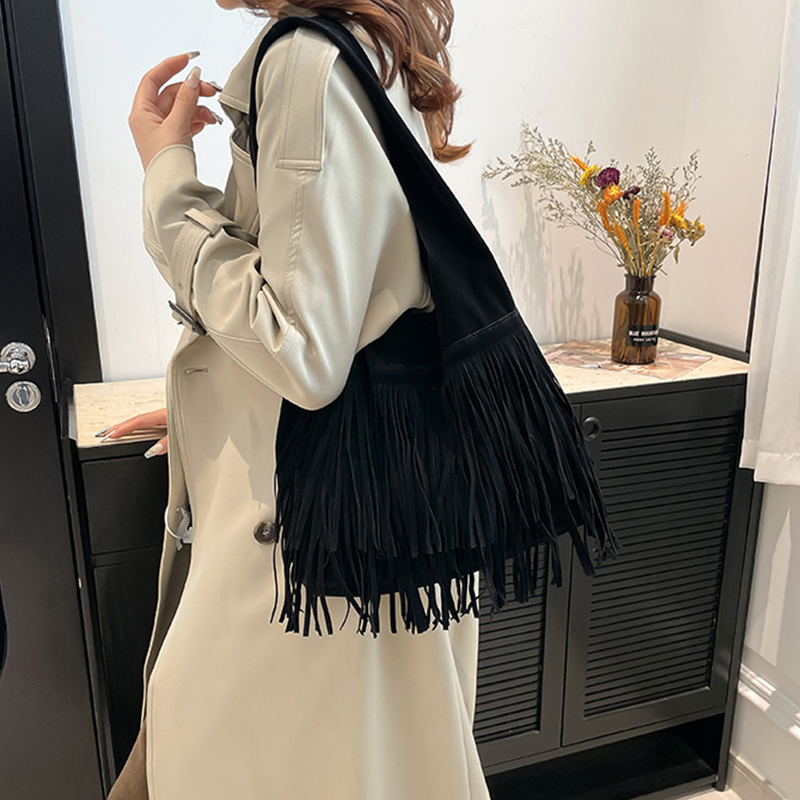 Women Tote Shoulder Bags Fringe Western Bags Boho Shoulder Bag Tassel Tote Bag Fashion Tote Women Winter Large Capacity