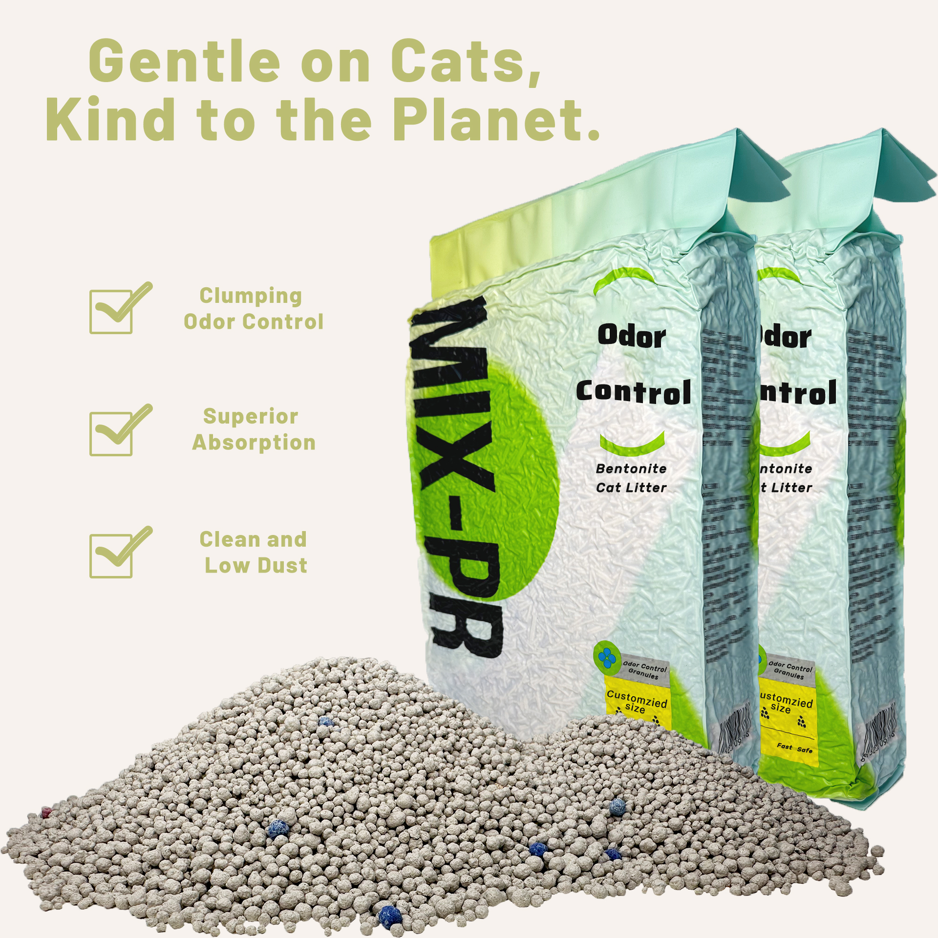 OEM Manufacturers hot sale bentonite premium cat litter carbon bentonite sale sand colorful granule crushed bentonite cat litter