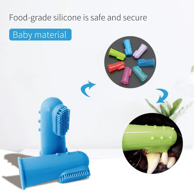 Factory Outlet Pet Toothbrush Silicone Finger Dog Toothbrush Finger Set Brushing Oral Cleaning Supplies