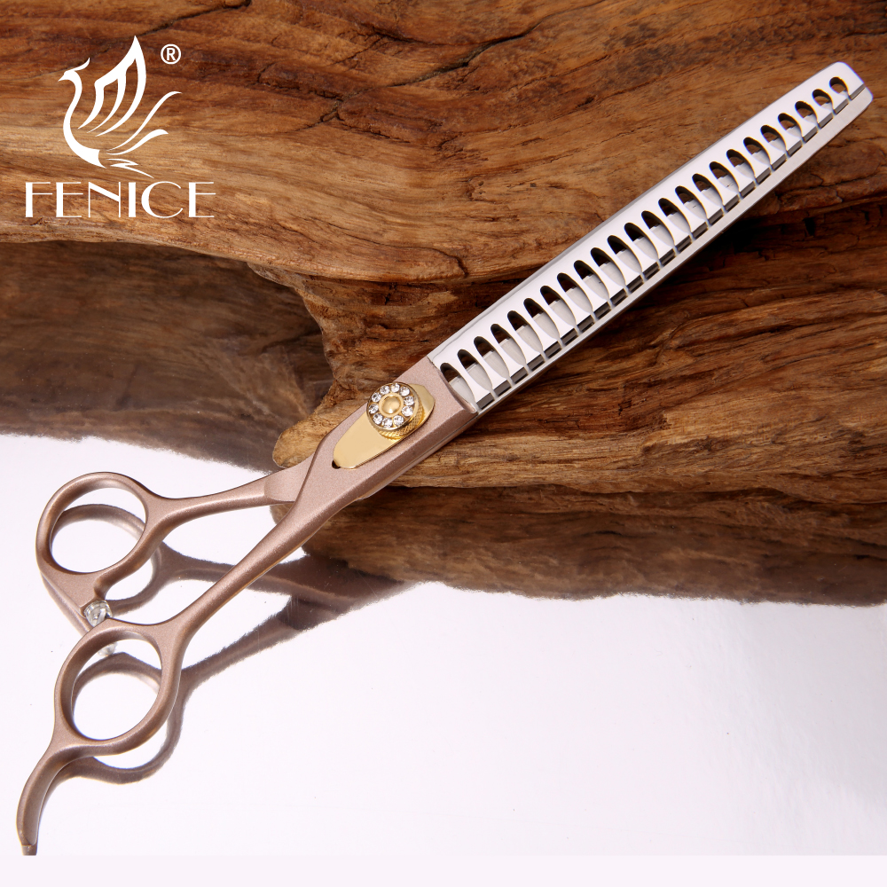 Fenice Japan 440C Stainless Steel Rose Gold Thinning Shears Professional Pet Grooming Scissors
