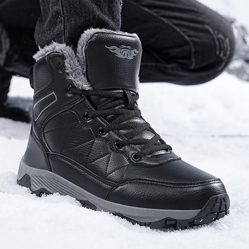 Winter snow boots for men quick transport outdoor hiking boots waterproof Pu leather sports shoes mens climbing casual shoes large size 39-48 241126