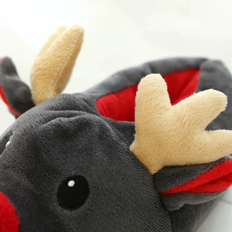 Womens Slippers Deer Christmas Shoes Cotton Plush Cute Slippers Winter Cotton Indoor House Flat Floor Soft Warm Plush Slippers 241126