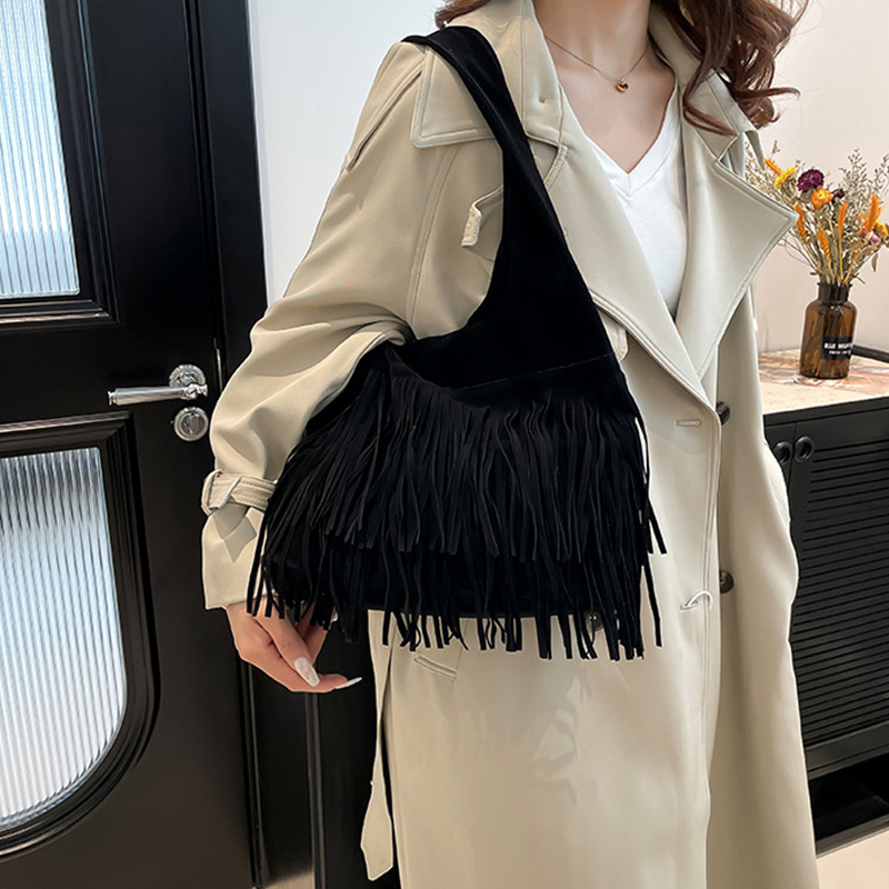 Women Tote Shoulder Bags Fringe Western Bags Boho Shoulder Bag Tassel Tote Bag Fashion Tote Women Winter Large Capacity
