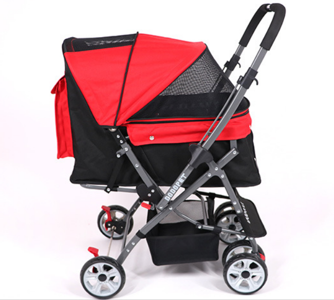 Portable Pet Trolley One-key Folding Detachable Handcart Cat Teddy Dog Utility Cart Stroller