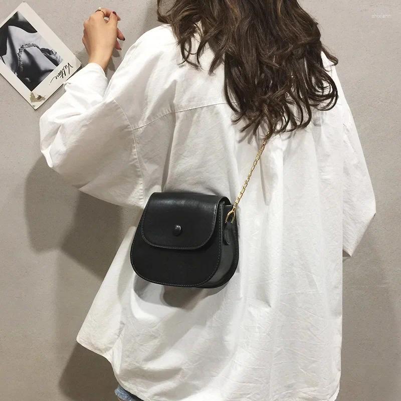 Totes Pu Women Bags Wild Solid Color Shoulder Simple Chain Fashion Ladies Diagonal Mini Retro Small zhanyishengli