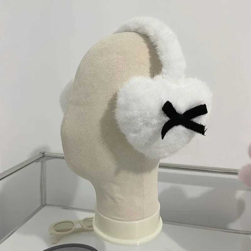 New Women Winter Warm Thickened Bow Earmuffs Kaii Heart Janese JK Women Ear Protection Cycling Eaags Y2k AccoriesXJ241126