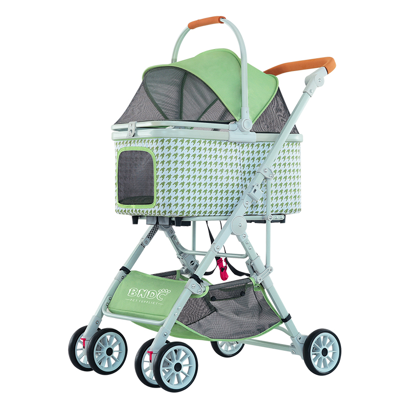 Factory outlet lovely Outdoor Travel 4 Wheel Pet Carrier Stroller Folding Dog Carrier City Walk Strolling Cart