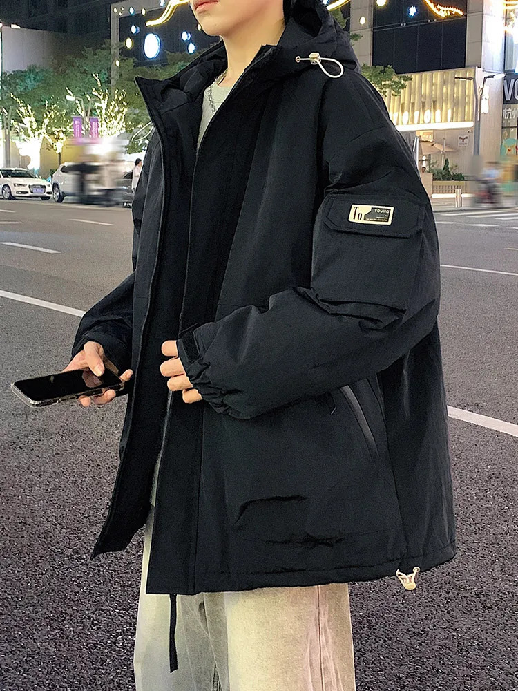winter mens jacket thick and warm Parkas multi pocket casual hooded windproof machine cotton pad coat Plus size 8XL 241121