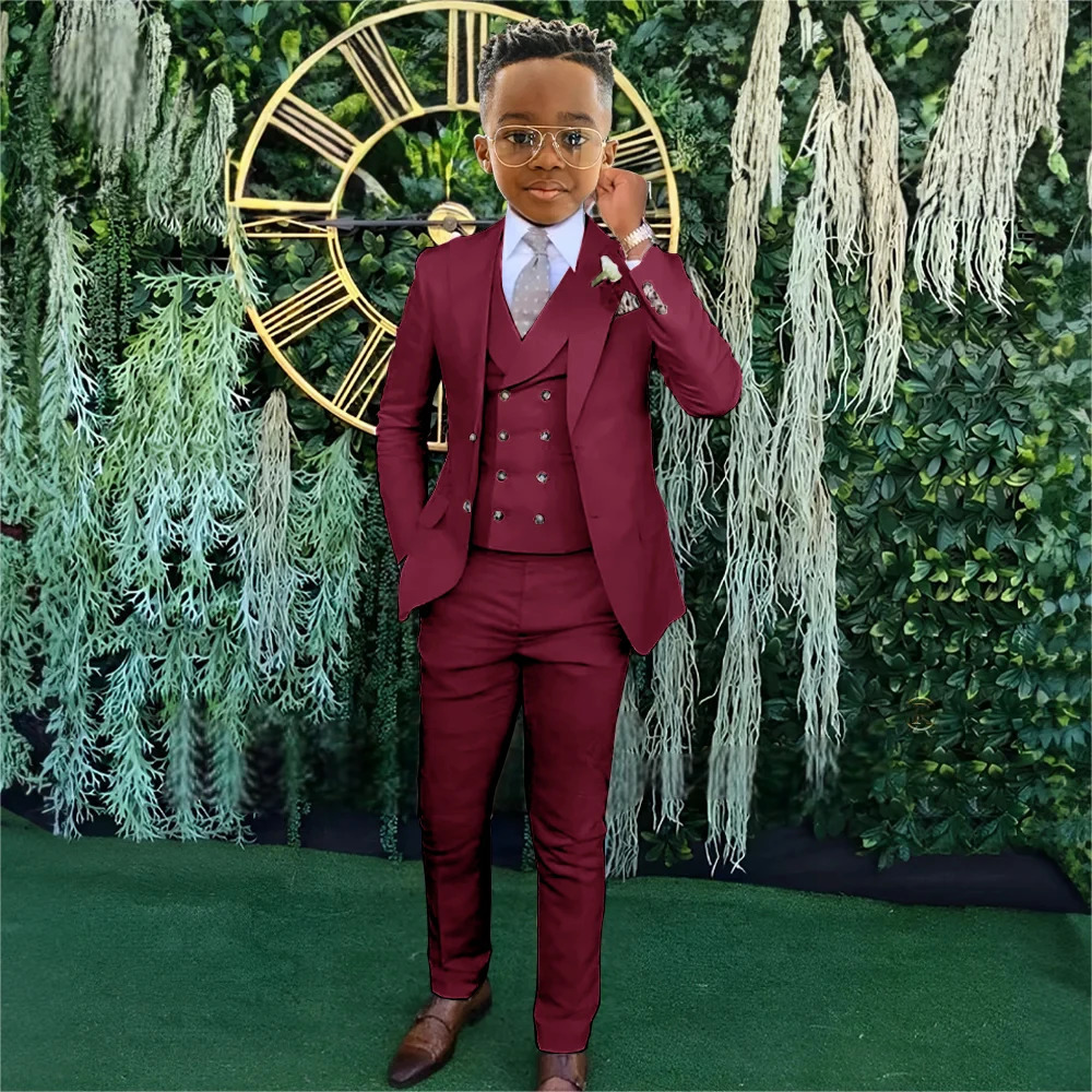 Boys Beige wedding suit dress tuxedo 3-piece suit suitable for 2-16 year old boys customized dinner ceremony tuxedo suit 241126