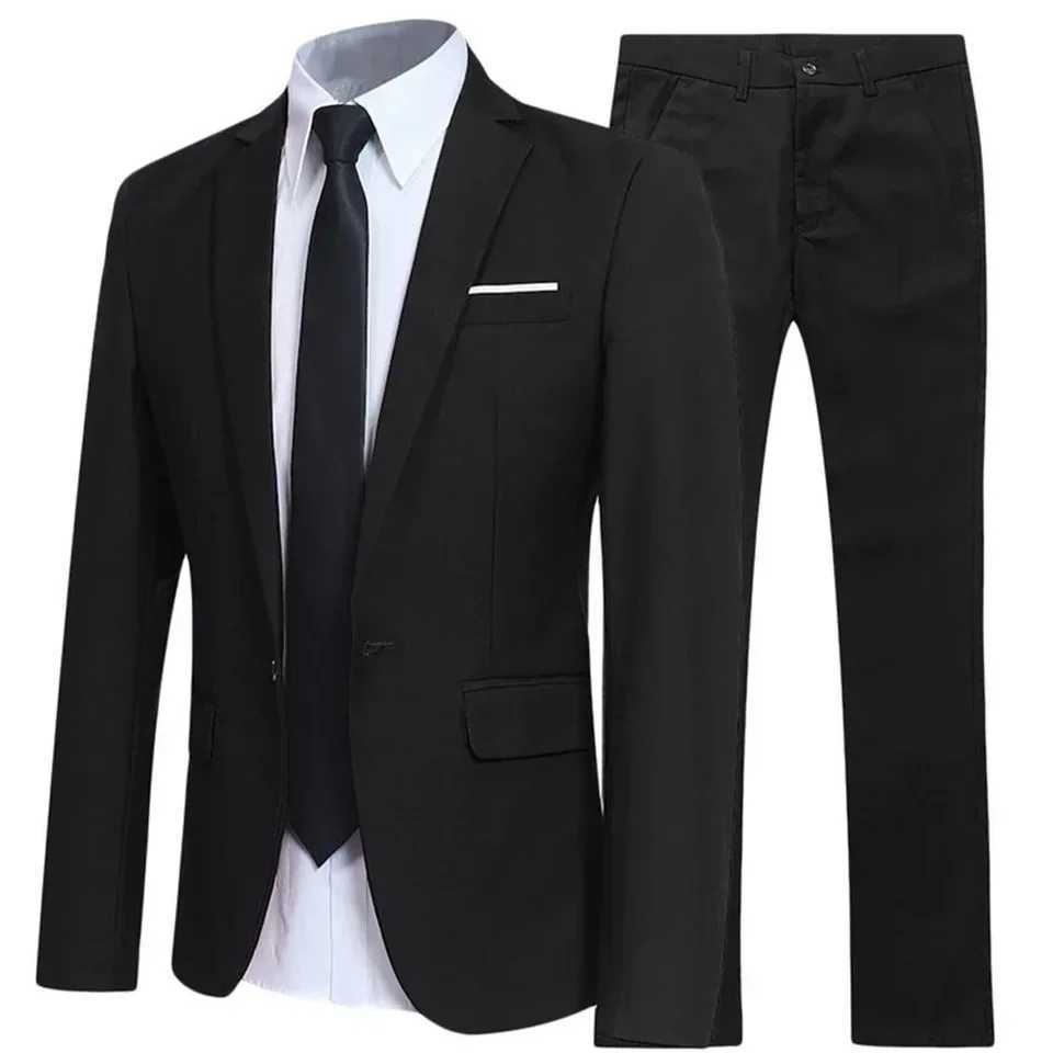 Elegant Mens Tuxedo Suit Blazer and Pants Set Slim Fit Jacket Coat for Formal Party Multiple Colors Available X250704