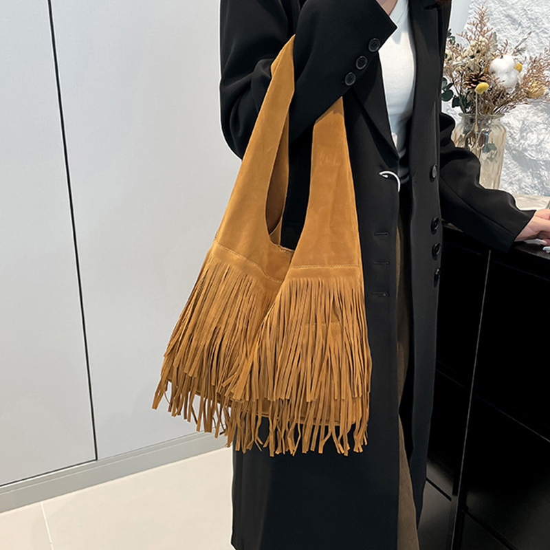 Women Tote Shoulder Bags Fringe Western Bags Boho Shoulder Bag Tassel Tote Bag Fashion Tote Women Winter Large Capacity