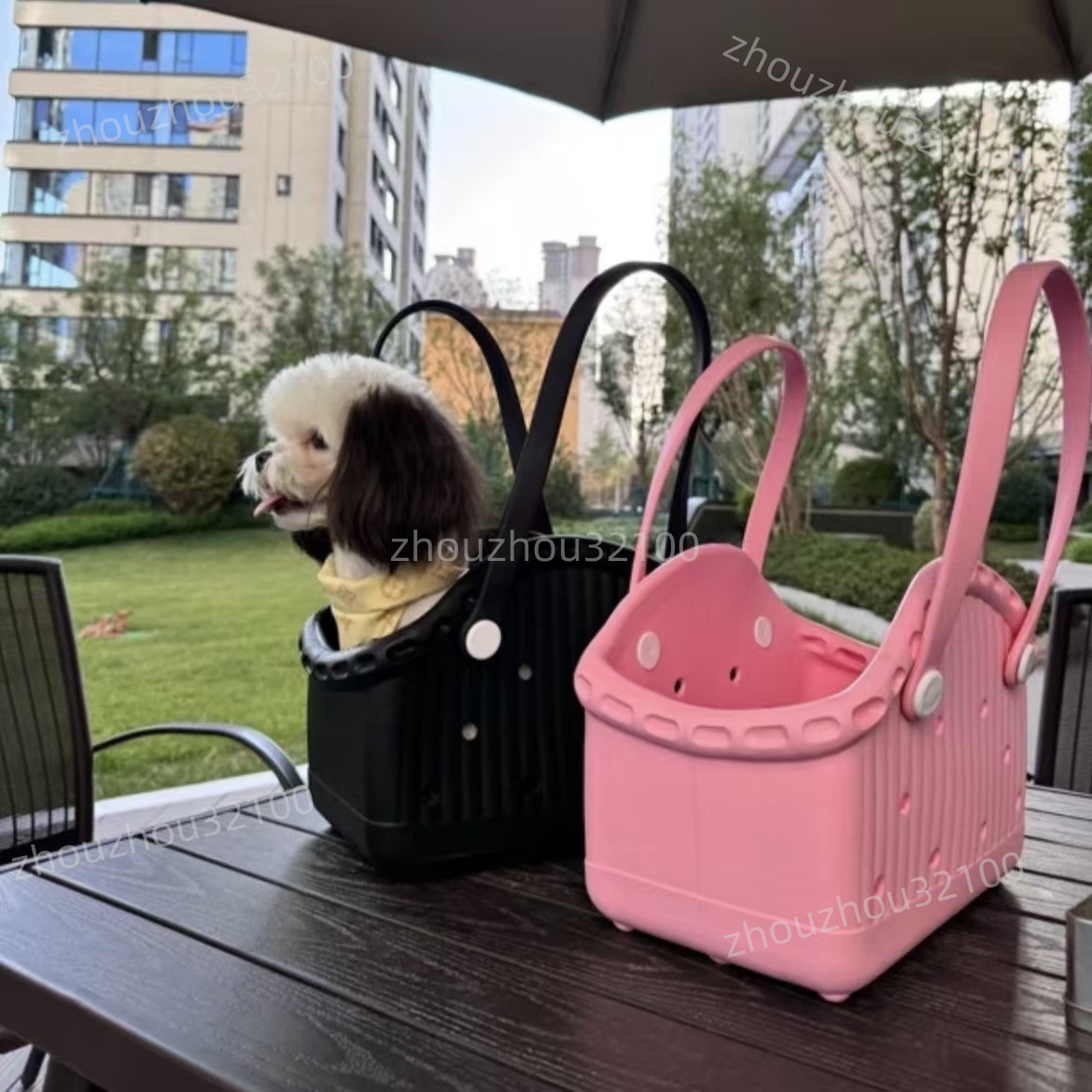 Dog 2024 new EVA pet bag ultra light portable waterproof to go pet bag Cat dog hole bag beach bag bag Macaron color 9