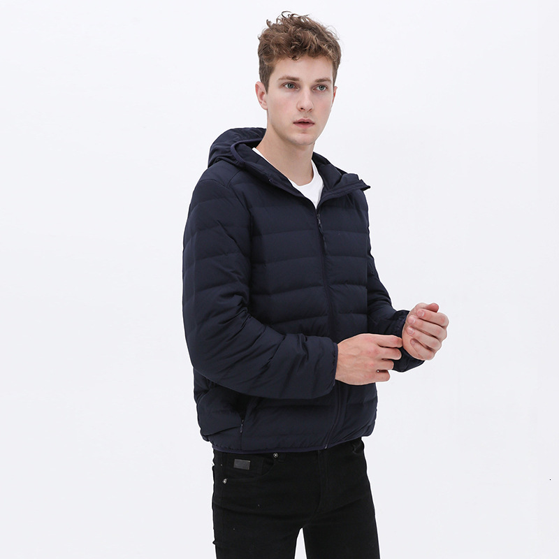 2025 new lightweight down men's hooded seamless one-piece woven jacket plus size