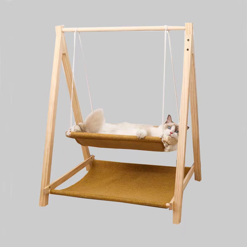Wooden hanging cat litter breathable cat bed can be cleaned hammock swing hanging pet supplies