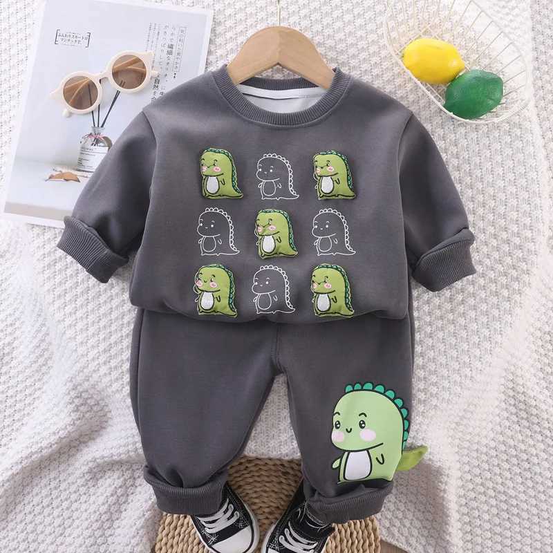 Clothing Sets 2024 Spring Autumn Baby Boys Clothing Set Infant Cartoon Dinosaur Sweatshirts Pants 2Pcs Suit For 1-5 Years Kids Casual Outfits H241126