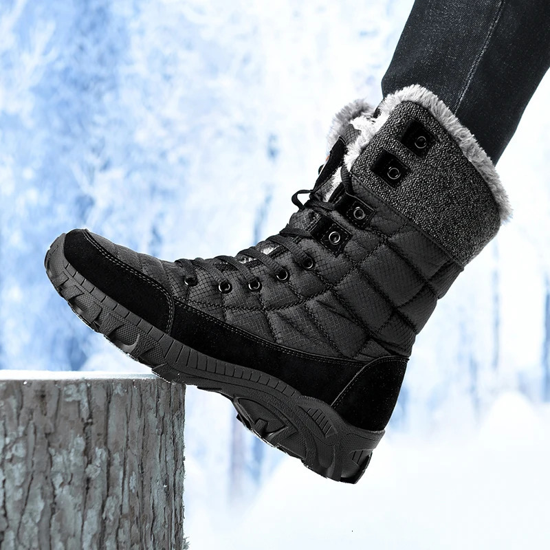 Mens winter snow boots super warm mens hiking boots high-quality waterproof leather plus size mens outdoor sports shoes 241126