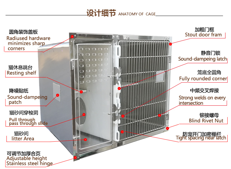 Sell High-Quality 2024 Veterinary Stainless Steel Pet Cat Villa Cage Luxury For Cat Trap Cage Two luxurious cat cages