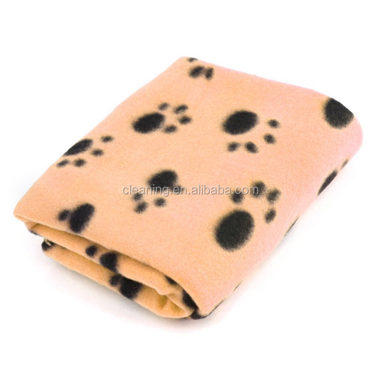 Polar fleece knitted pattern thick super soft warm pet dog pet blanket throws with paws printed
