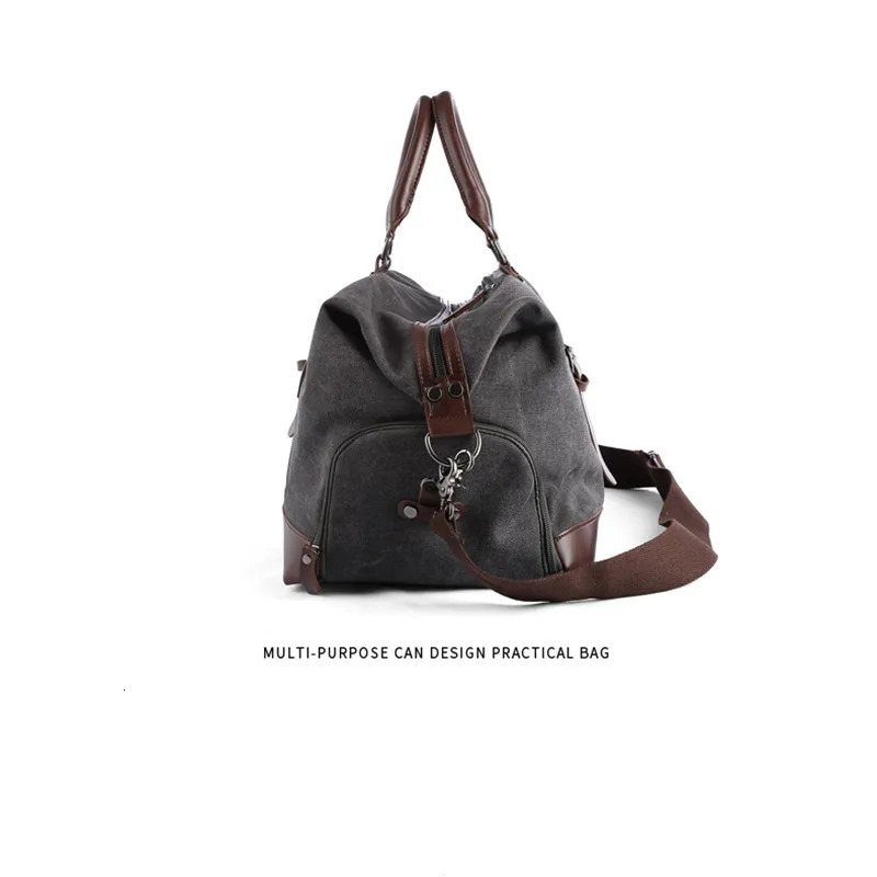 Retro Canvas Handbag Travel Bag Mens Fashion Trend Large Capacity Short Distance Travel Luggage Bag Shoulder Backpack Male 241114