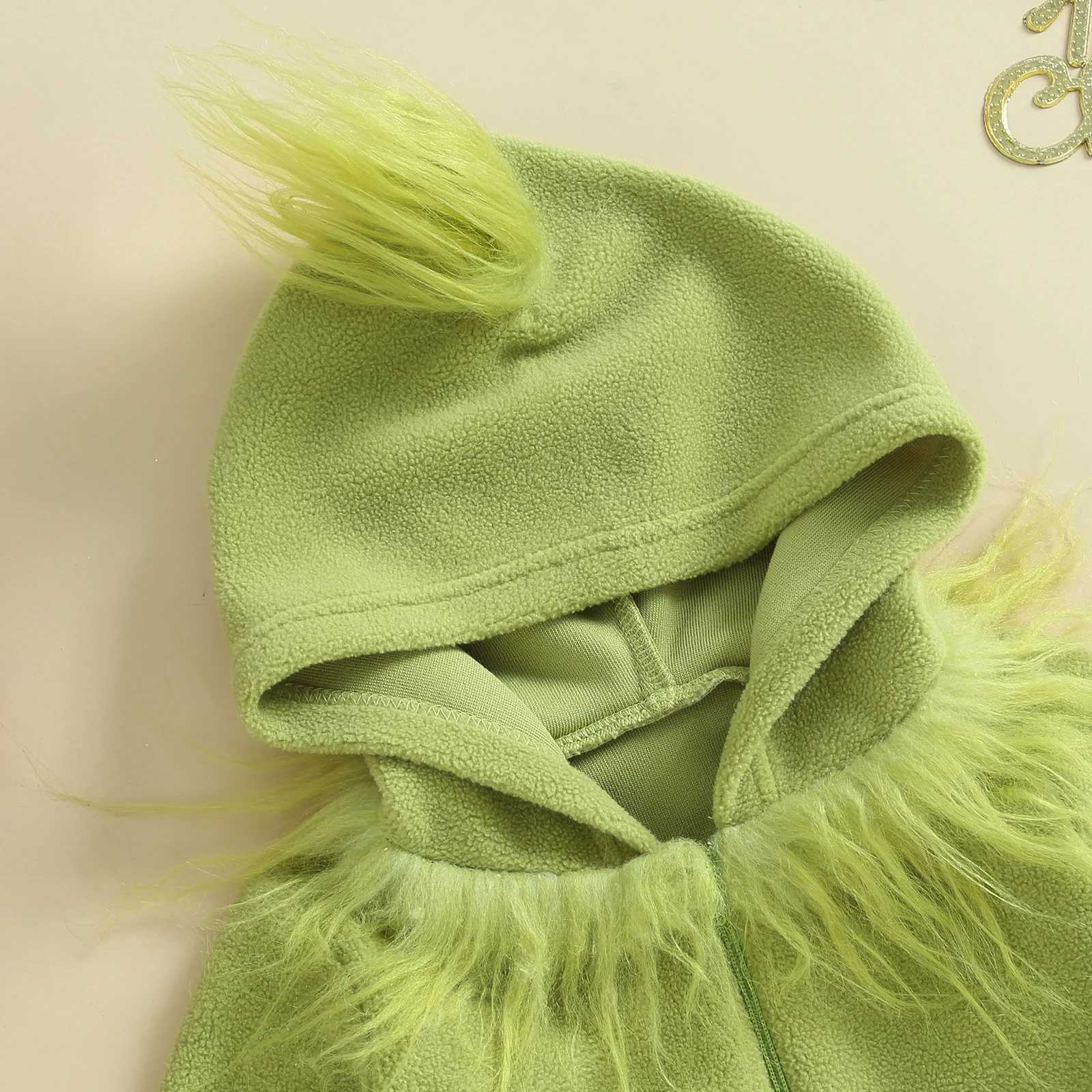 Clothing Sets Baby Boys Girls Christmas Jumpsuits Fur Trim Long Sleeve Rompers Toddler Kids Green Monster Baby Cosplay Costume H241126