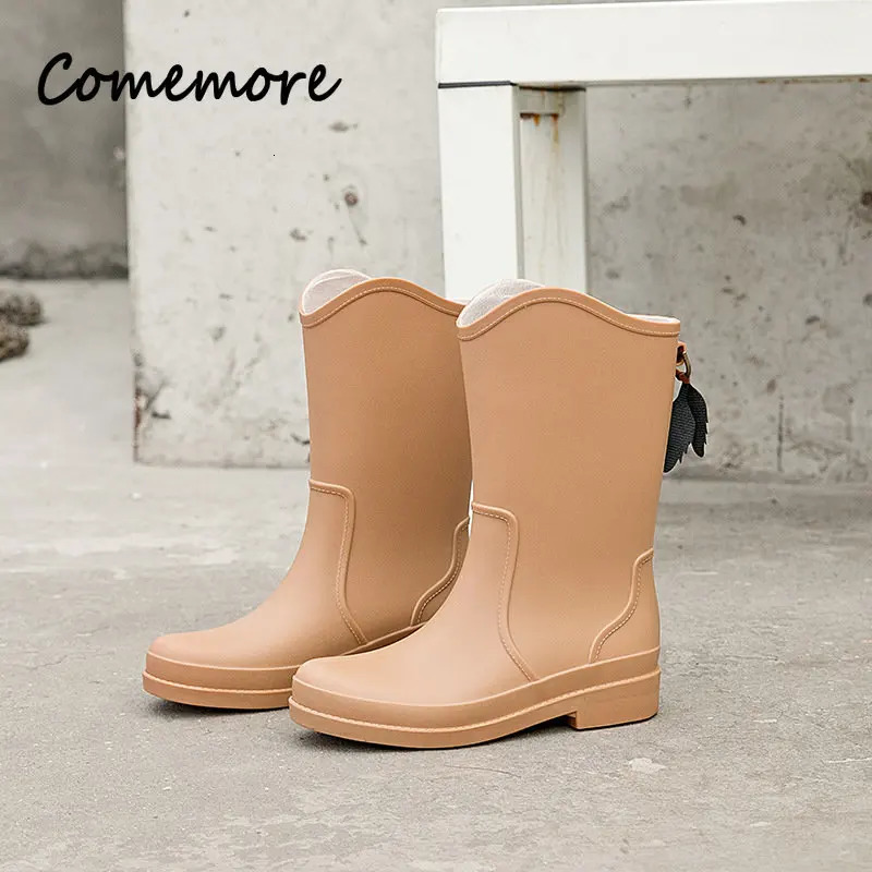 Womens Fashion Rain Shoes Womens Outdoor Wear Water Shoes High Rain Boots Waterproof Rubber Shoes Autumn Galoshes 241126