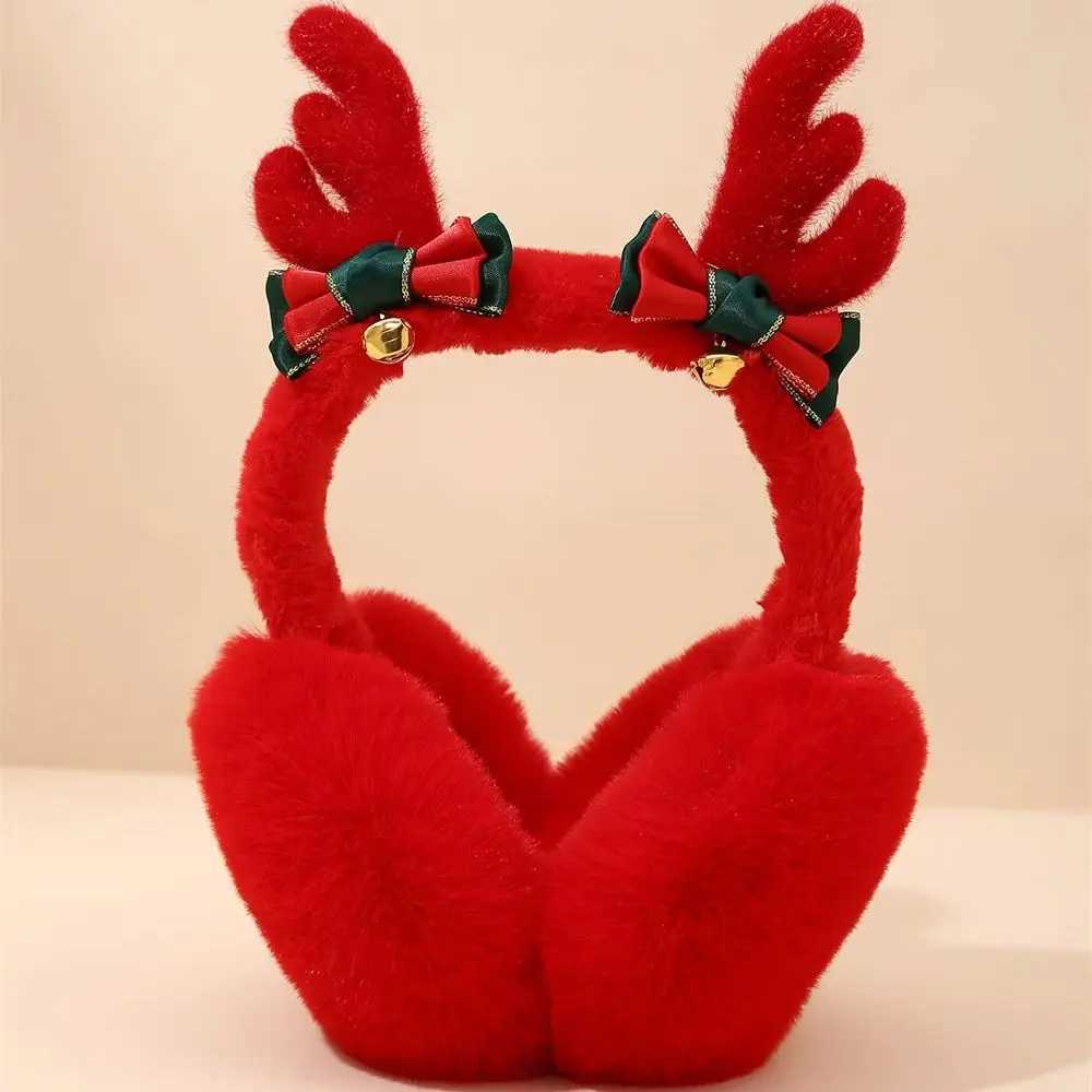 Christmas Antlers Foldable Earmuffs Winter Wind and Cold Protection Ear Warmer Full Velvet Red Cute Student Earfl Xmas GiftXJ241126