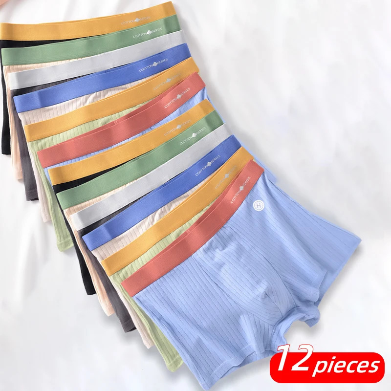 12 pieces of mens underwear mens boxer underwear mens underwear breathable mens boxing shorts comfortable striped underwear 241126