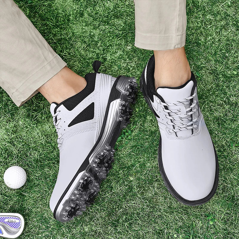 LiXingMing Golf Shoes Men White Sell Well Water proof Cleats Golf Sport Shoes Outdoor Training Golf Sneakers Size 40-48# 241126