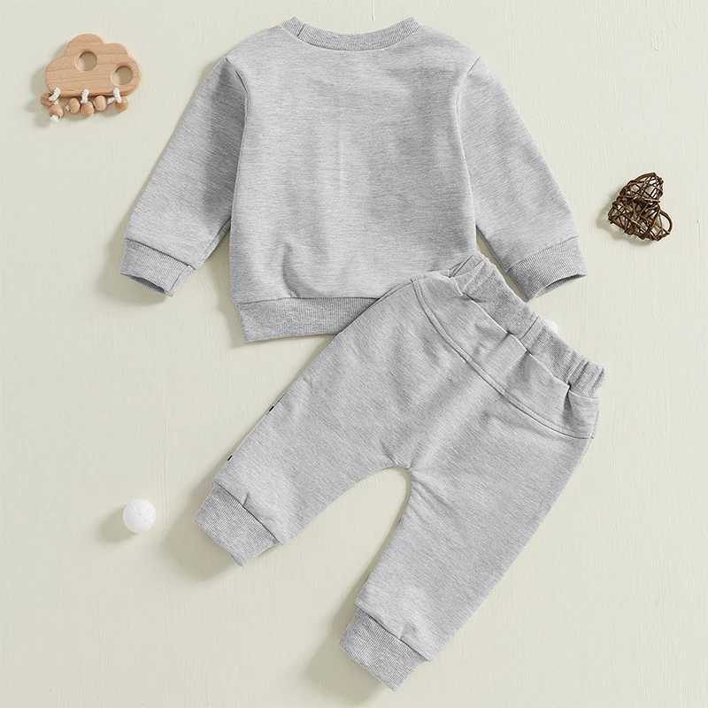 Clothing Sets Kids Baby Boys Autumn Tracksuits Casual Long Sleeve O Neck Letters Print Sweatshirt and Contrast Color Sweatpants Outfits H241126