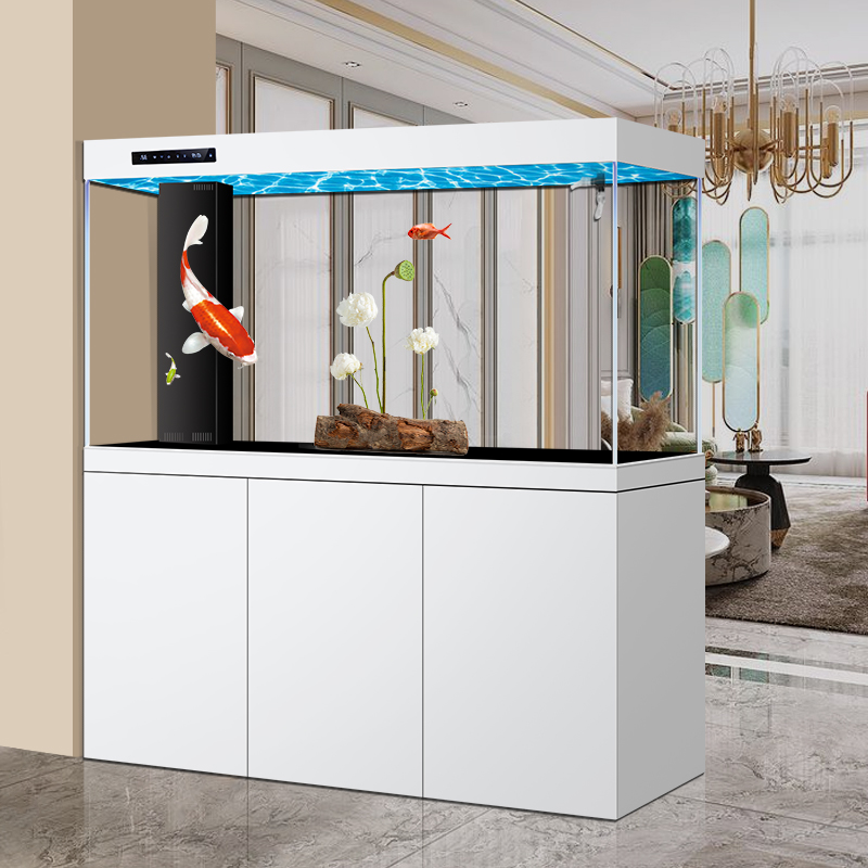 Super white glass aquarium Aquarium large living room live fish tank Marine Fish Tanks Farm Aquaculture new