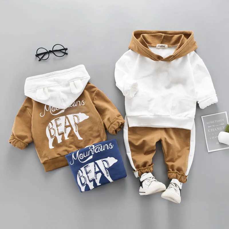 Clothing Sets Children Active Clothing Autumn Spring Toddler Boy Sports Set Baby Hoodie Letter Top Pants 2pcs Outfit Kid Solid Color Tracksuit H241126