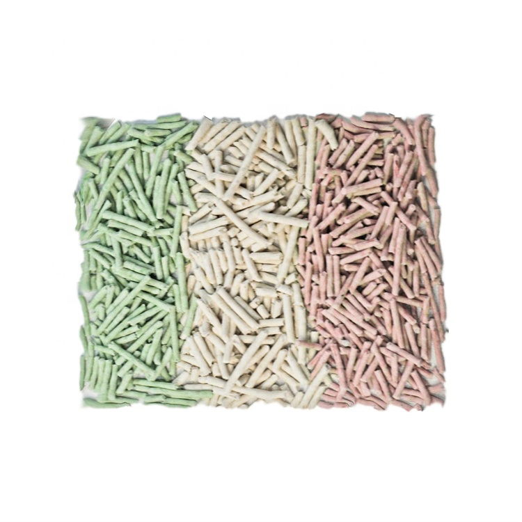 Natural plant 2.0 3.0mm strip shape clumping flushable Class C tofu cat litter