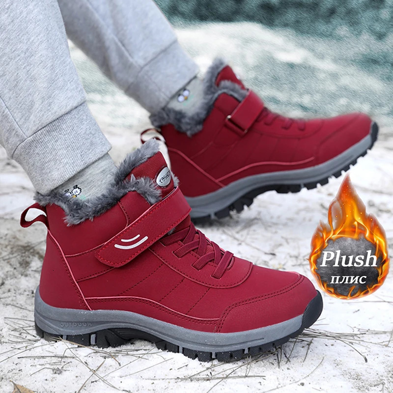 Winter womens snow boots plush thick insulation anti slip lightweight cotton shoes 241126