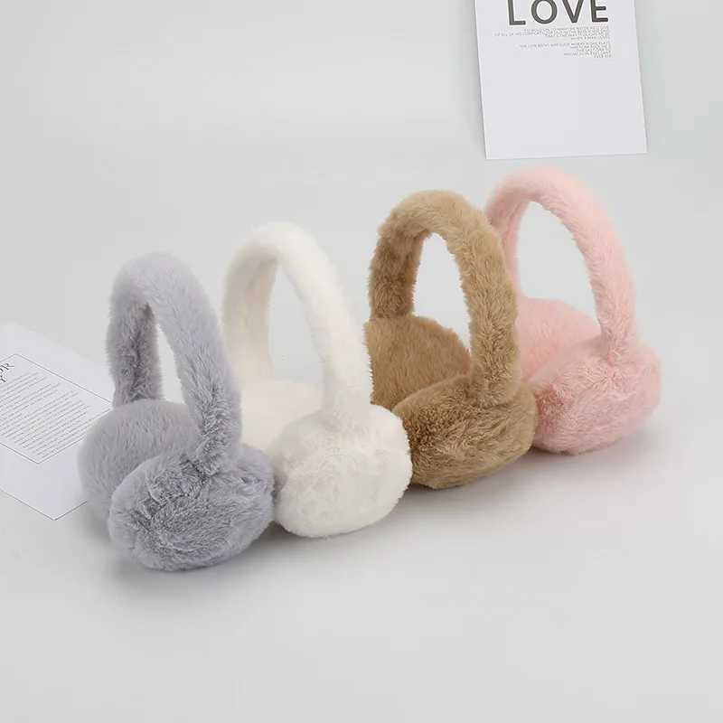 New solid color soft plush earmuffs warm winter earmuffs fashionable earmuffs outdoor cold protection earmuffs foldable earmuffs W241126