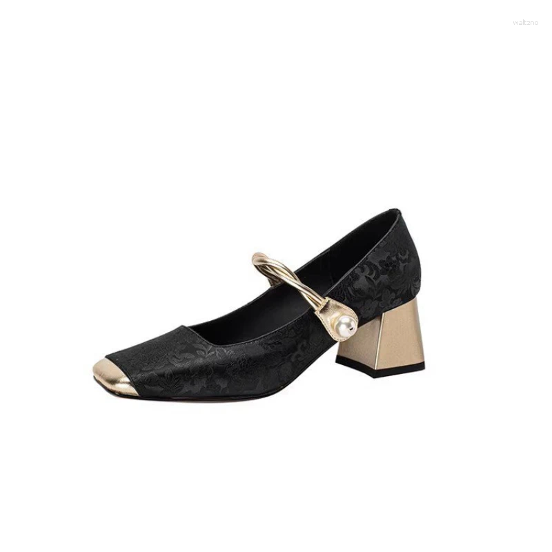 Casual Shoes Women's Sandals Gold Color Shing Mary Jane Ballet Spring Summer Autumn Elegant Imitation Pearl Flats Outdoor