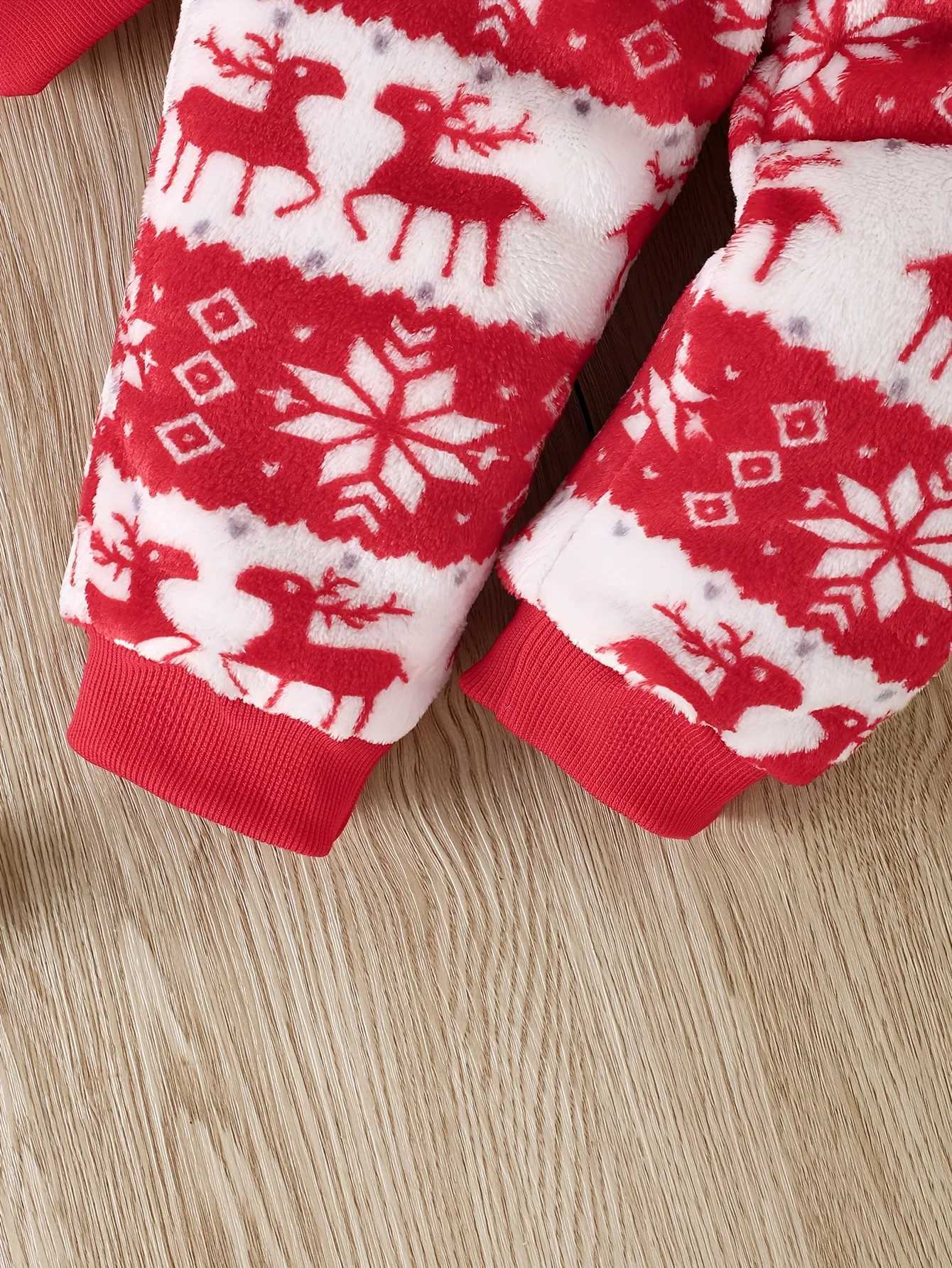 Clothing Sets Christmas 3 Piece Autumn And Winter Cute Comfortable Soft Warm Baby Flannel Round Neck Long Sleeve + Trousers + Hat Set H241126
