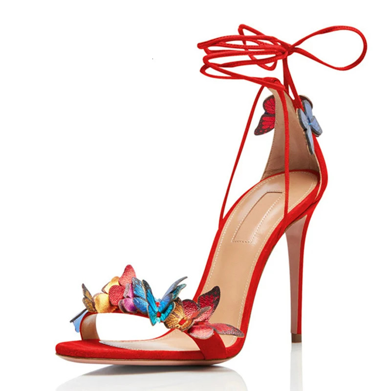 New Design Cross Strap Sandals Summer Fashion Butterfly Open Toe Elegant High Heels Wedding Banquet Shoes For Women