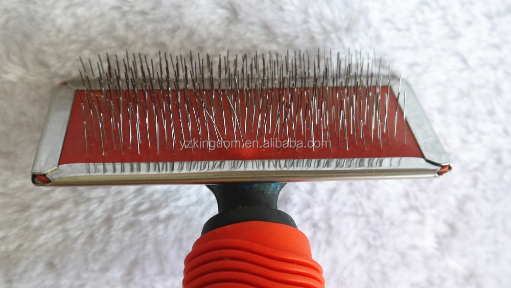 Hot Sale Soft Grip Thick Handle Pet Dog Cat Animal Puppy Soft Stainless Steel Pins Slicker Brush