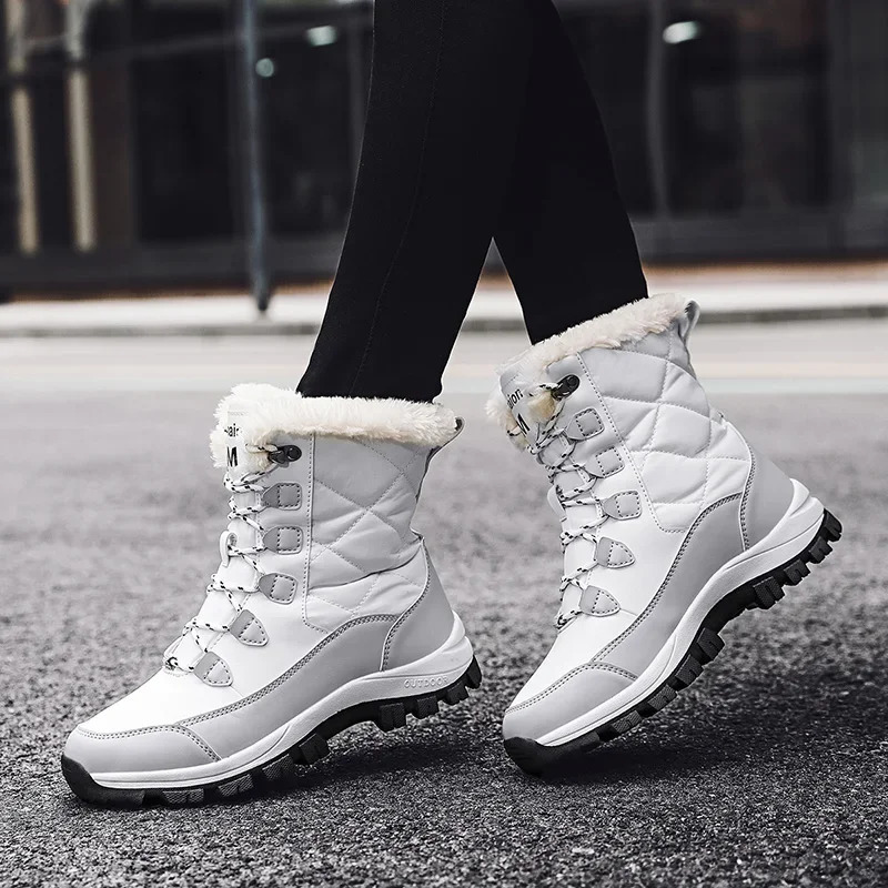 Women Boots with Thick Fur Non-slip Waterproof Winter Ankle Snow Boots Mid-calf Women Platform Winter Cotton Boots Botas Mujer 241126