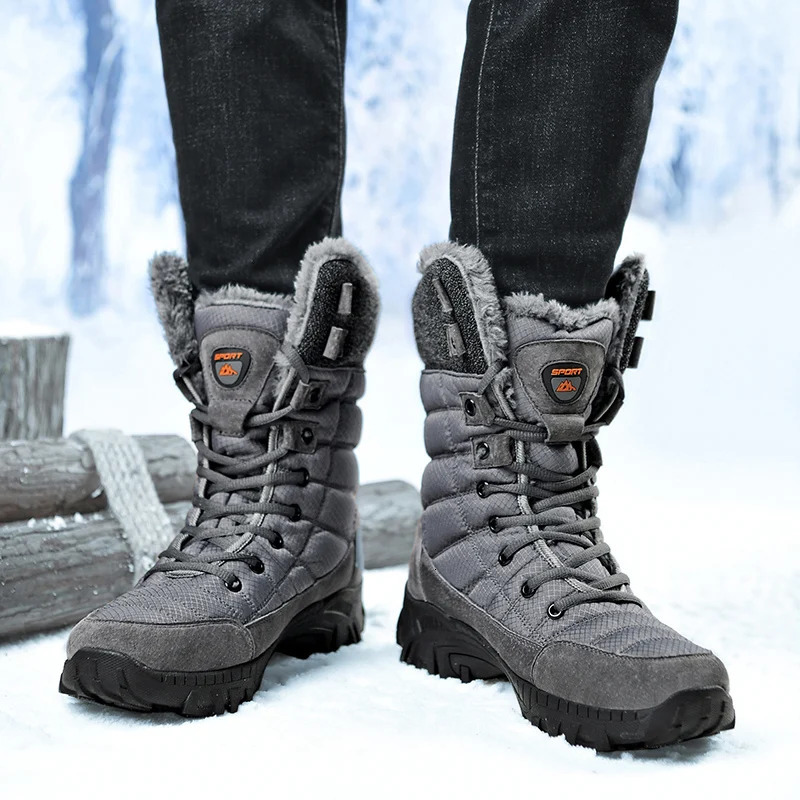Mens winter snow boots super warm mens hiking boots high-quality waterproof leather plus size mens outdoor sports shoes 241126