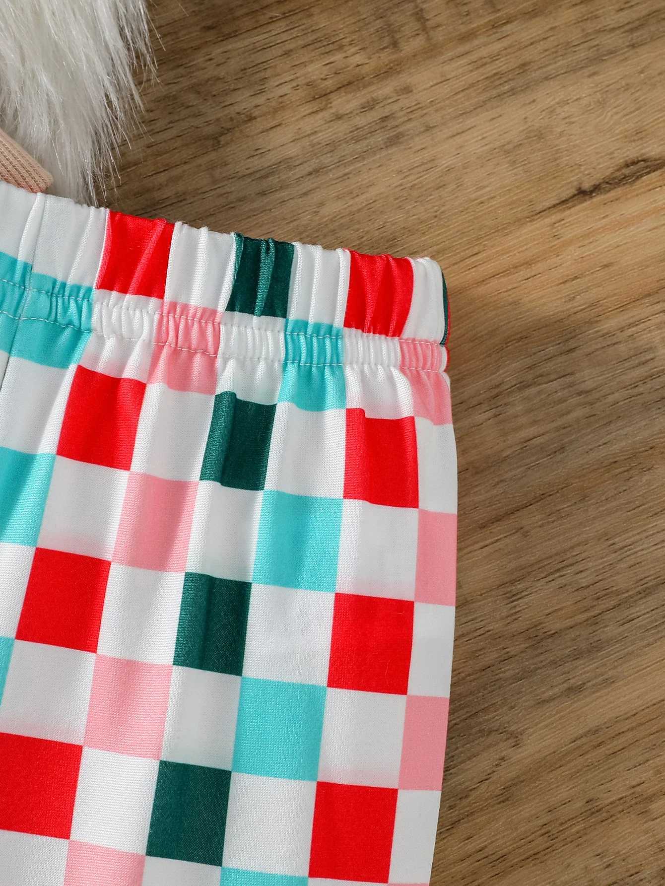 Clothing Sets 2Pcs Baby Girls Autumn Long Sleeve Print Letter Sweatshirt +Plaid Flared Pants For 6M-3Y Casual Outfits Clothing H241126