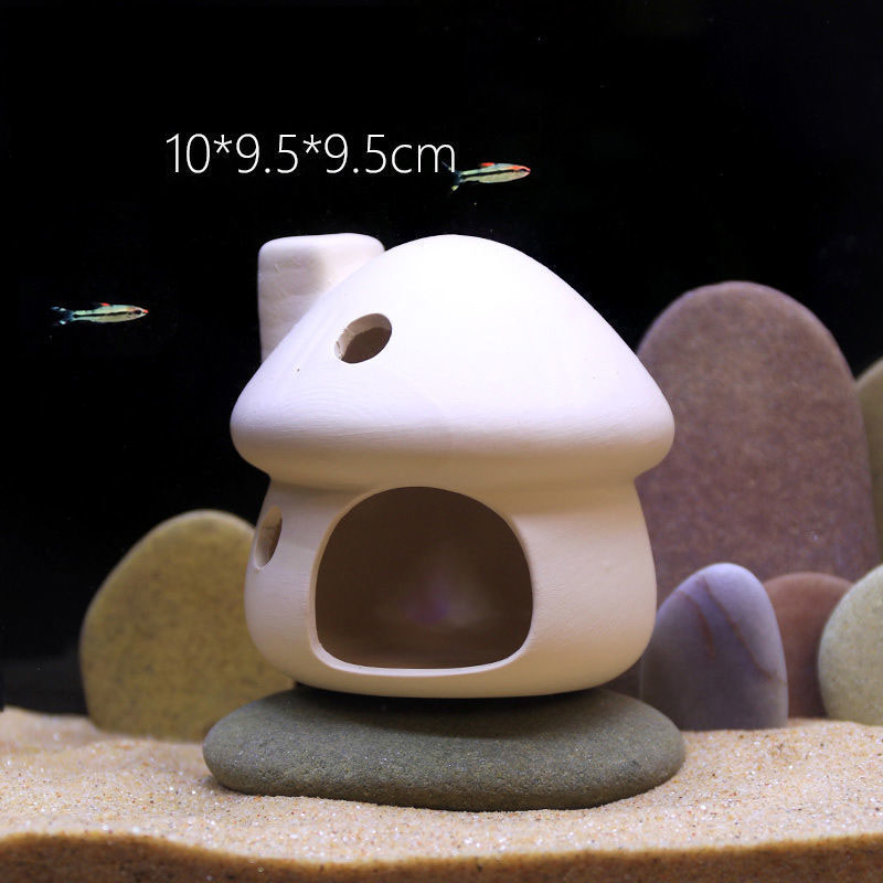 Aquarium Cave Shrimp Fish Tank Breeding Cave Terracotta Mushroom Shape Fish Tube Cave For Hiding Resting Playing