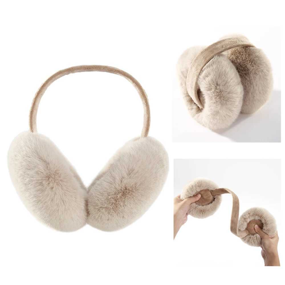 Anjj Light Brown Earmuffs 2024 Hot Sale High-End Soft Plush Imitation Rabbit Fur Ear Muffs Fashion Easy to Match AccoriesXJ241126