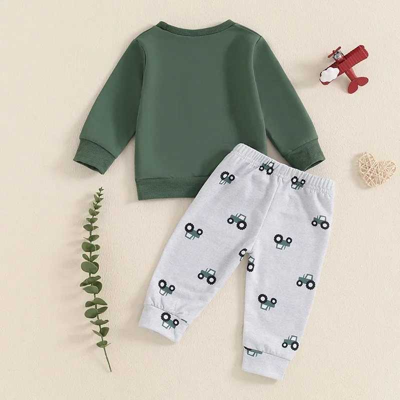 Clothing Sets Cute Baby Boys Autumn Clothes Sets Tractor Print Long Sleeve Sweatshirt with Sweatpants Infant Toddler boys Tracksuits Set H241126