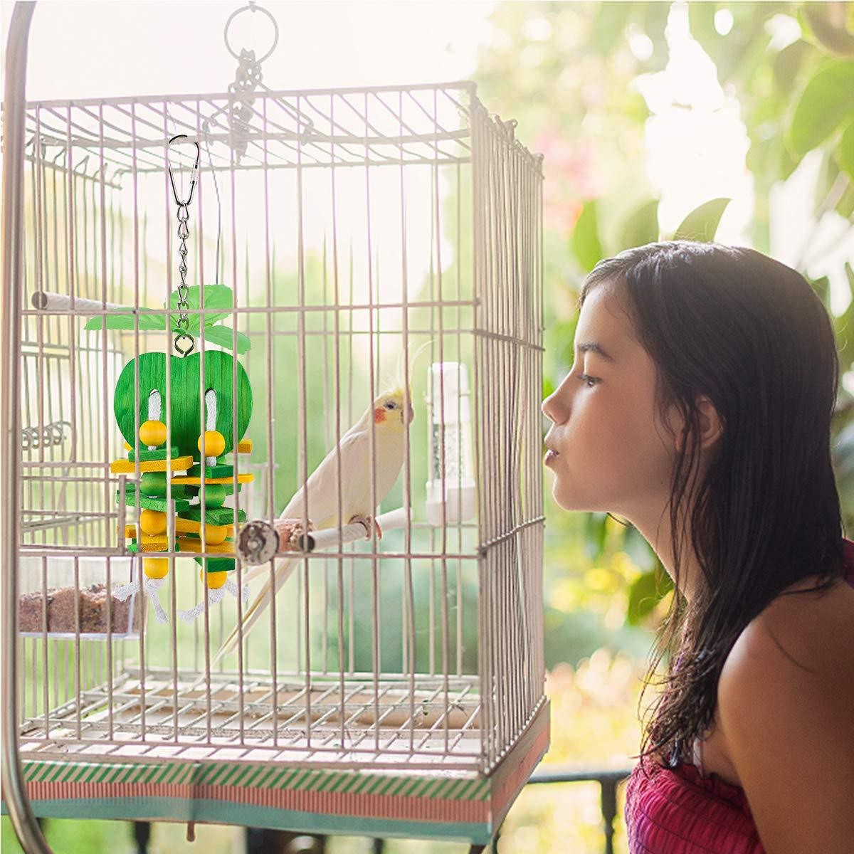 Multicolored Wooden Blocks Flying Pet Bird Chew Toy for Bird Toy Parrot Parts